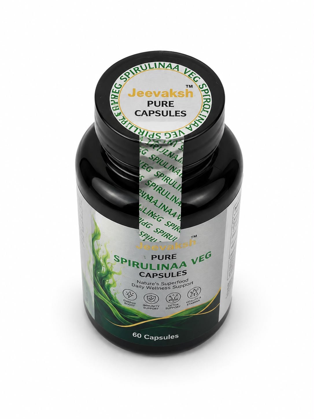 Jeevaksh Pure Spirulina Veg Capsules | 60 Capsules - Jeevaksh