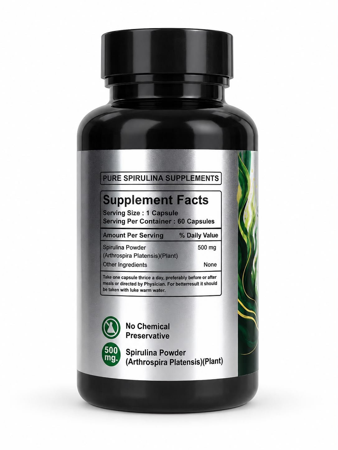 Jeevaksh Pure Spirulina Veg Capsules | 60 Capsules - Jeevaksh