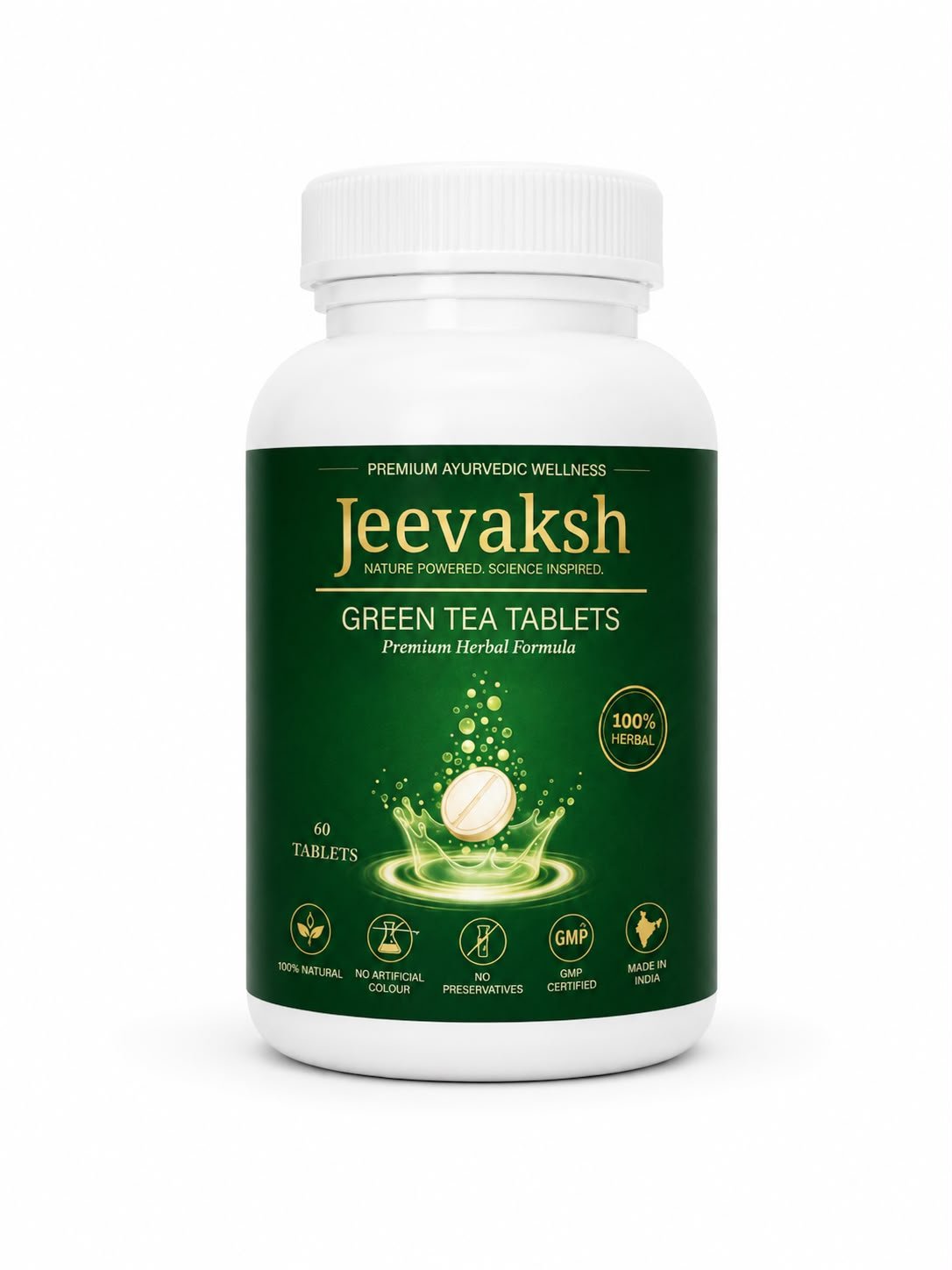 JEEVAKSH Green Tea Tablets | Premium Herbal Formula | 60 Tablets - Jeevaksh