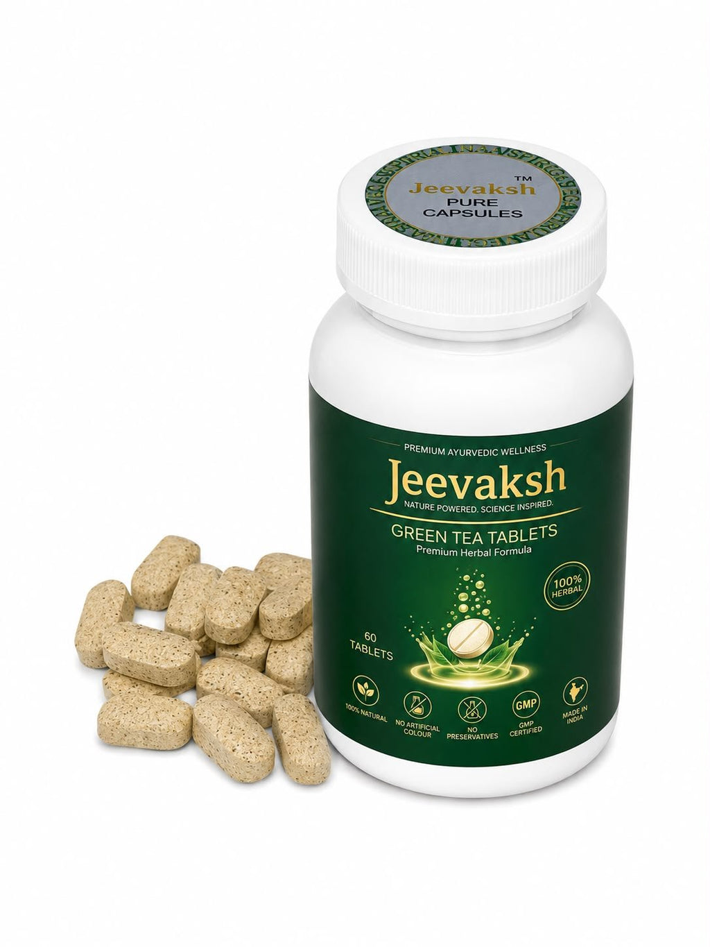 JEEVAKSH Green Tea Tablets | Premium Herbal Formula | 60 Tablets - Jeevaksh